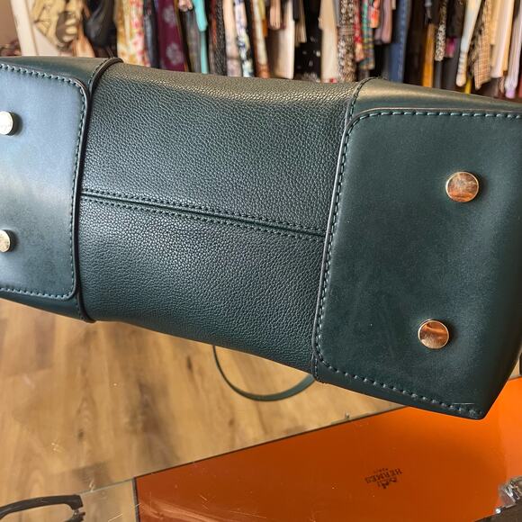 Michael Kors Maya Pebbled Leather Satchel Amazon Green - Picture 10 of 12